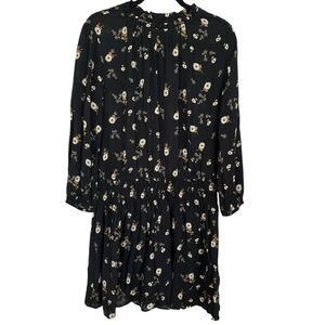 Velvet Women’s Black Long Sleeve Ruffle Neck Floral Dress Sz S GUC